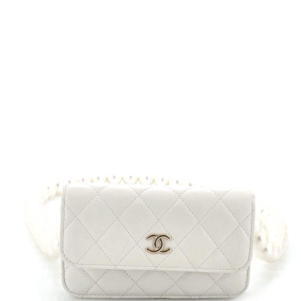 CHANEL Pearl Strap Clutch with Chain Quilted Calfskin