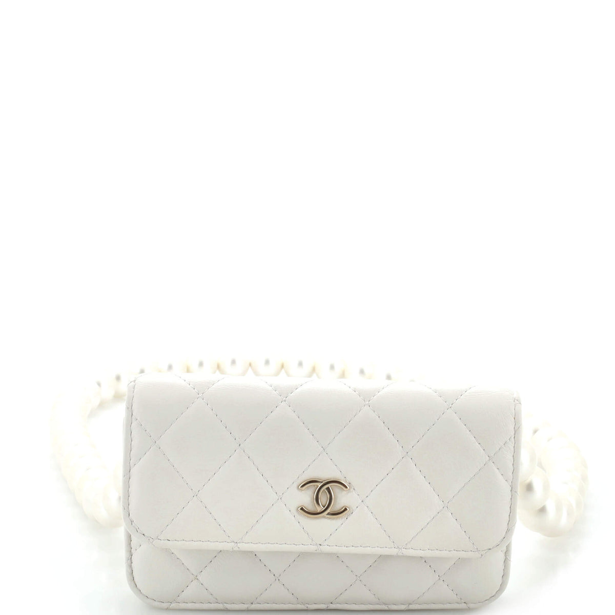 Chanel CHANEL Pearl Strap Clutch with Chain Quilted Calfskin