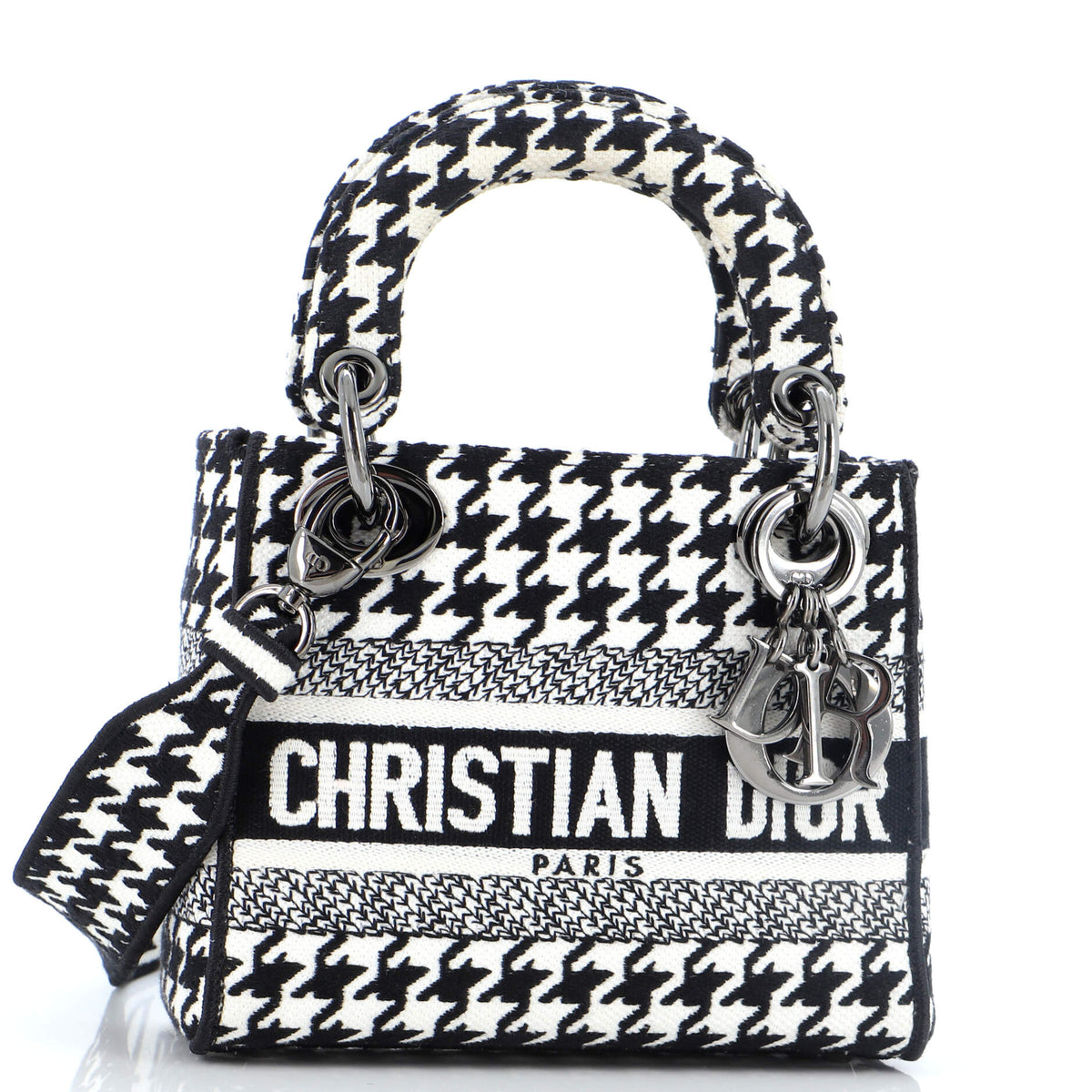 Christian Dior Lady D-Lite Bag Houndstooth Canvas Mini