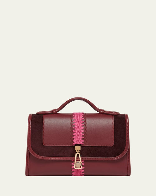 Leonora Small Embroidered Leather Top-Handle Bag