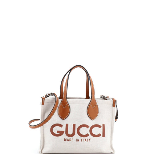 GUCCI Logo Shopper Tote Printed Canvas Small
