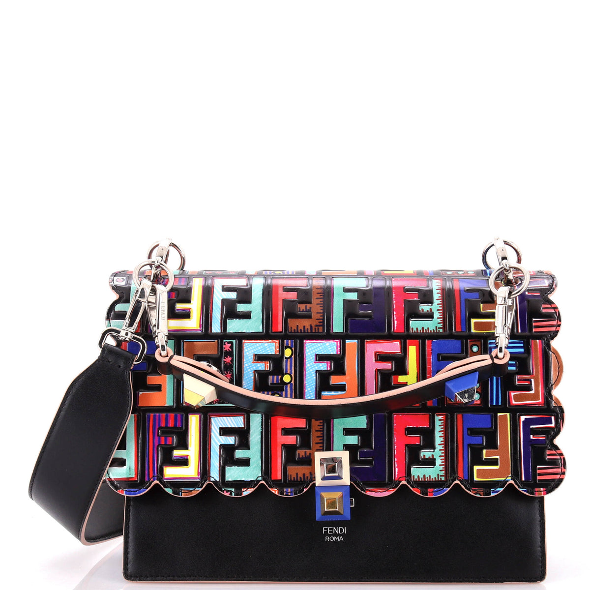 Fendi FENDI Kan I Bag Zucca Embossed Patent and Leather Medium