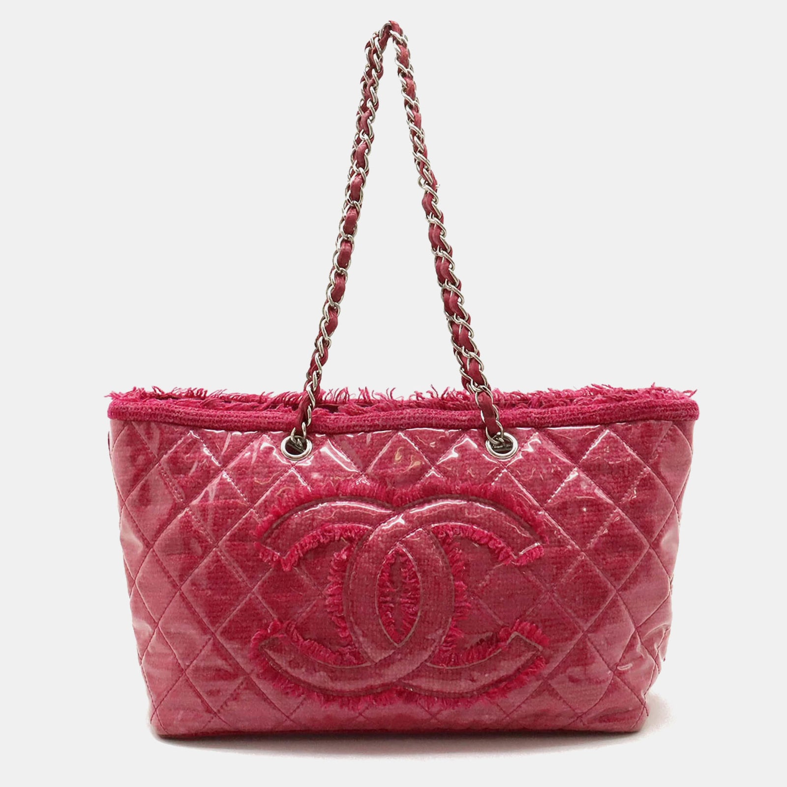 Chanel Sac fourre-tout amusant en PVC rose et tweed