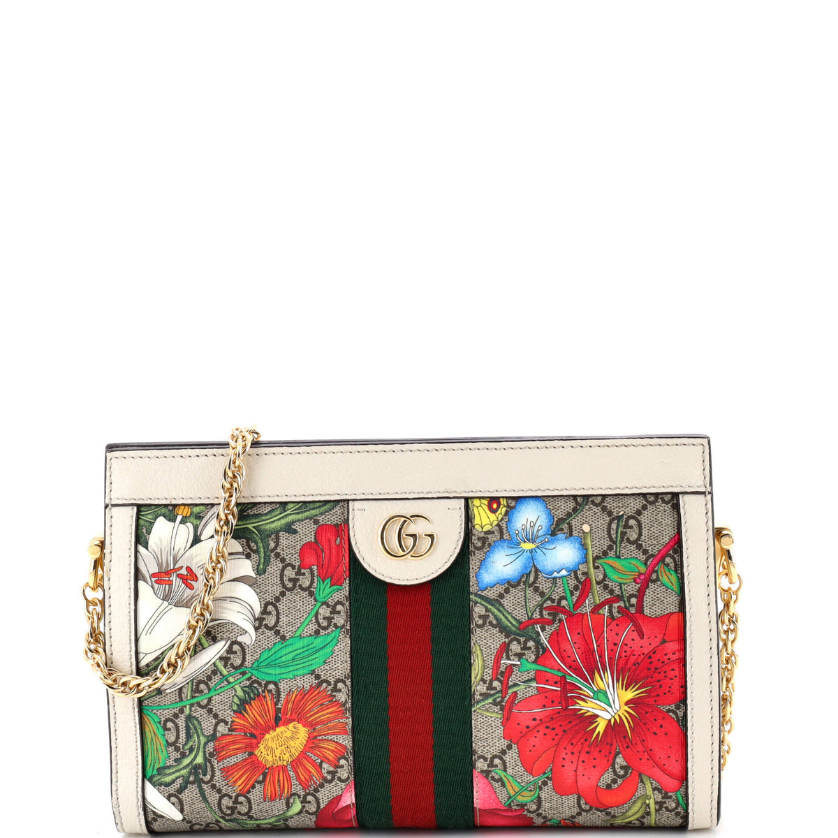 Gucci GUCCI Ophidia Chain Shoulder Bag Flora GG Coated Canvas Small