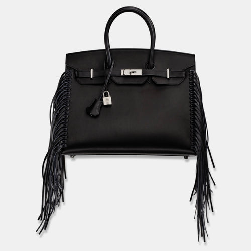 Anate Noir/Evergrain Birkin 35 PHW Handbag