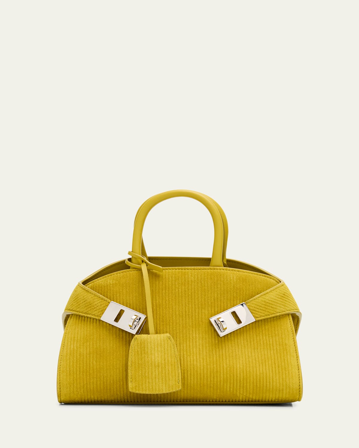 Ferragamo Hug Medium Suede Corduroy Top-Handle Bag