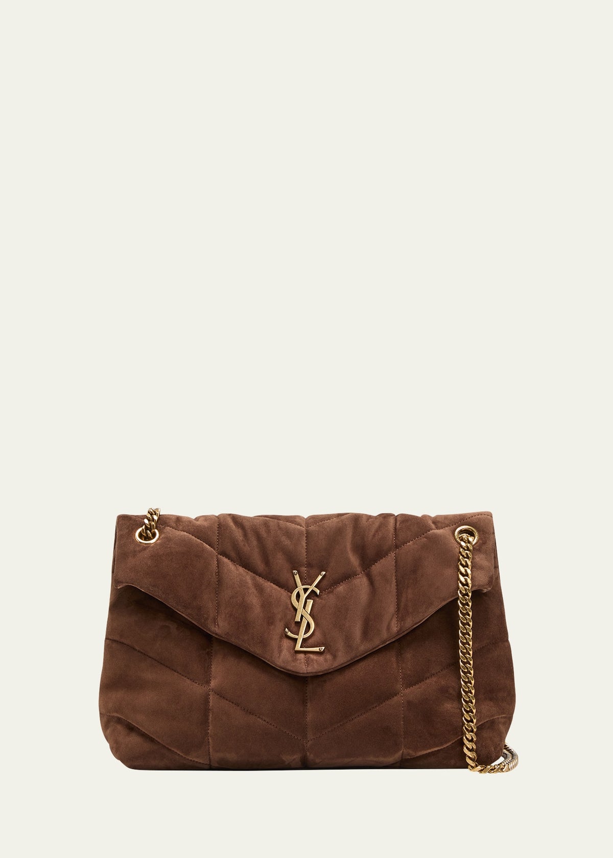 Saint Laurent Lou Puffer Medium YSL Crossbody Bag in Quilted Suede