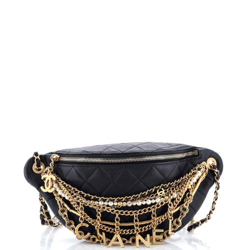 CHANEL All About Chains Waist Bag Quilted Lambskin