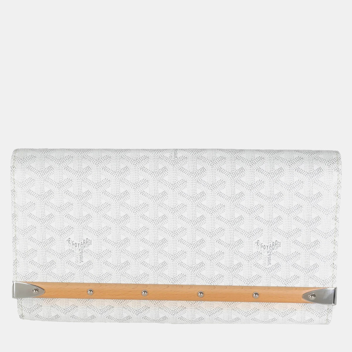 Goyard White Goyardine Canvas Monte Carlo Boise Clutch