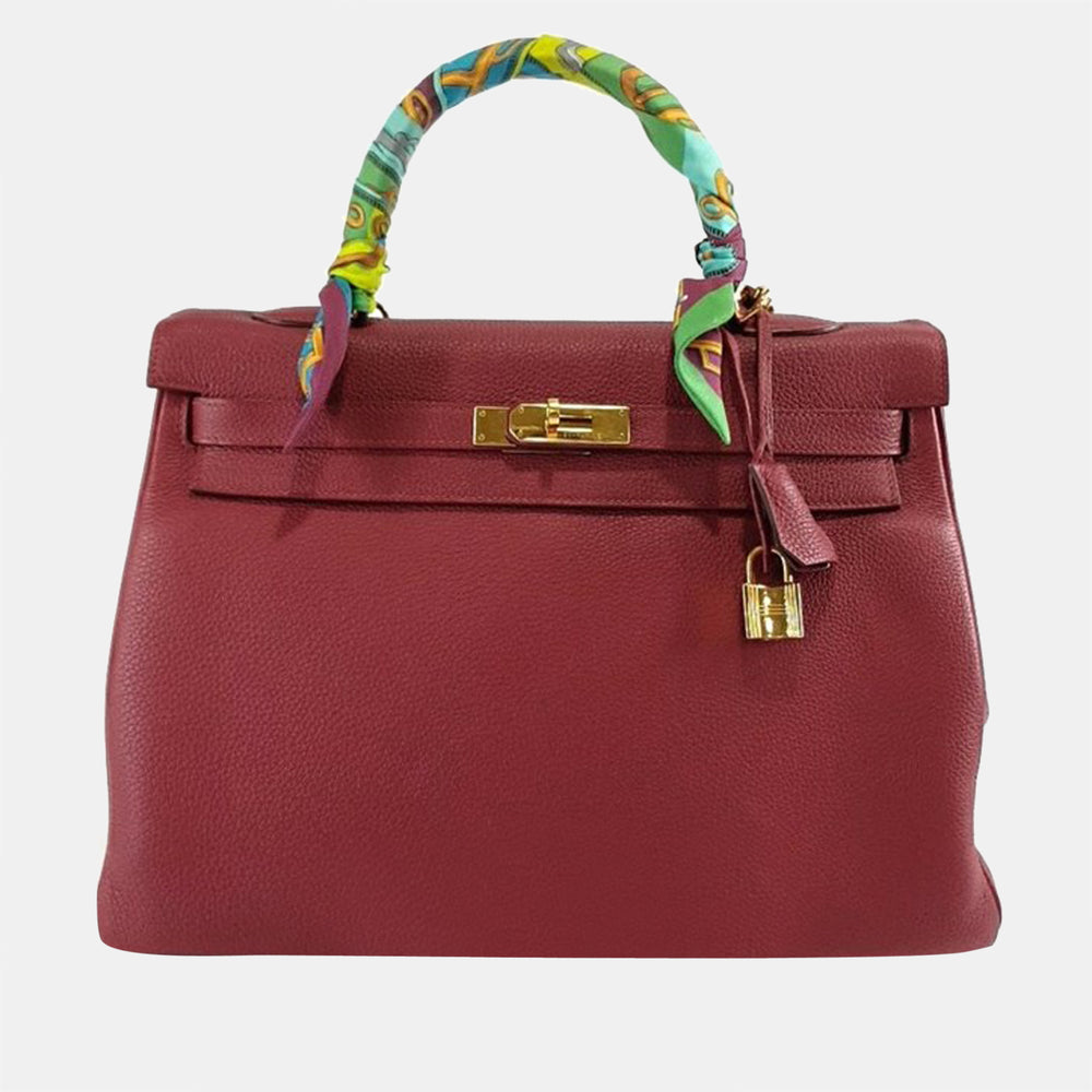 Rouge Leather Gold-plated Hardware Kelly 35 bag