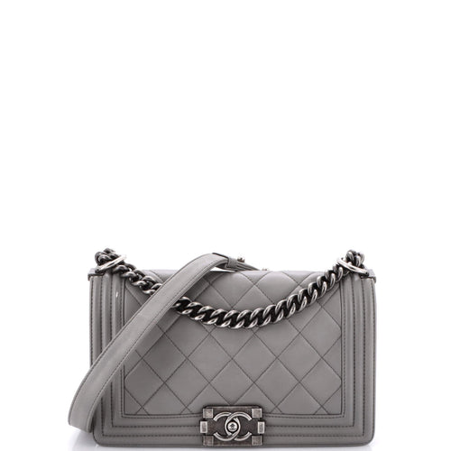 CHANEL Boy Flap Bag Quilted Lambskin Old Medium