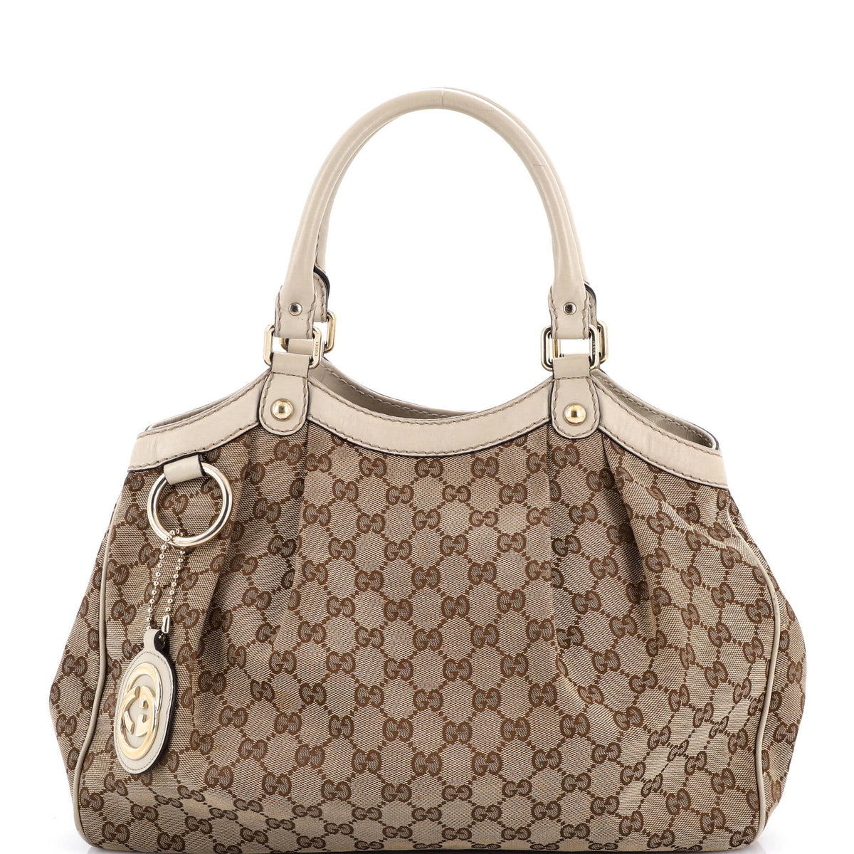 Gucci GUCCI Sukey Tote GG Canvas with Leather Medium