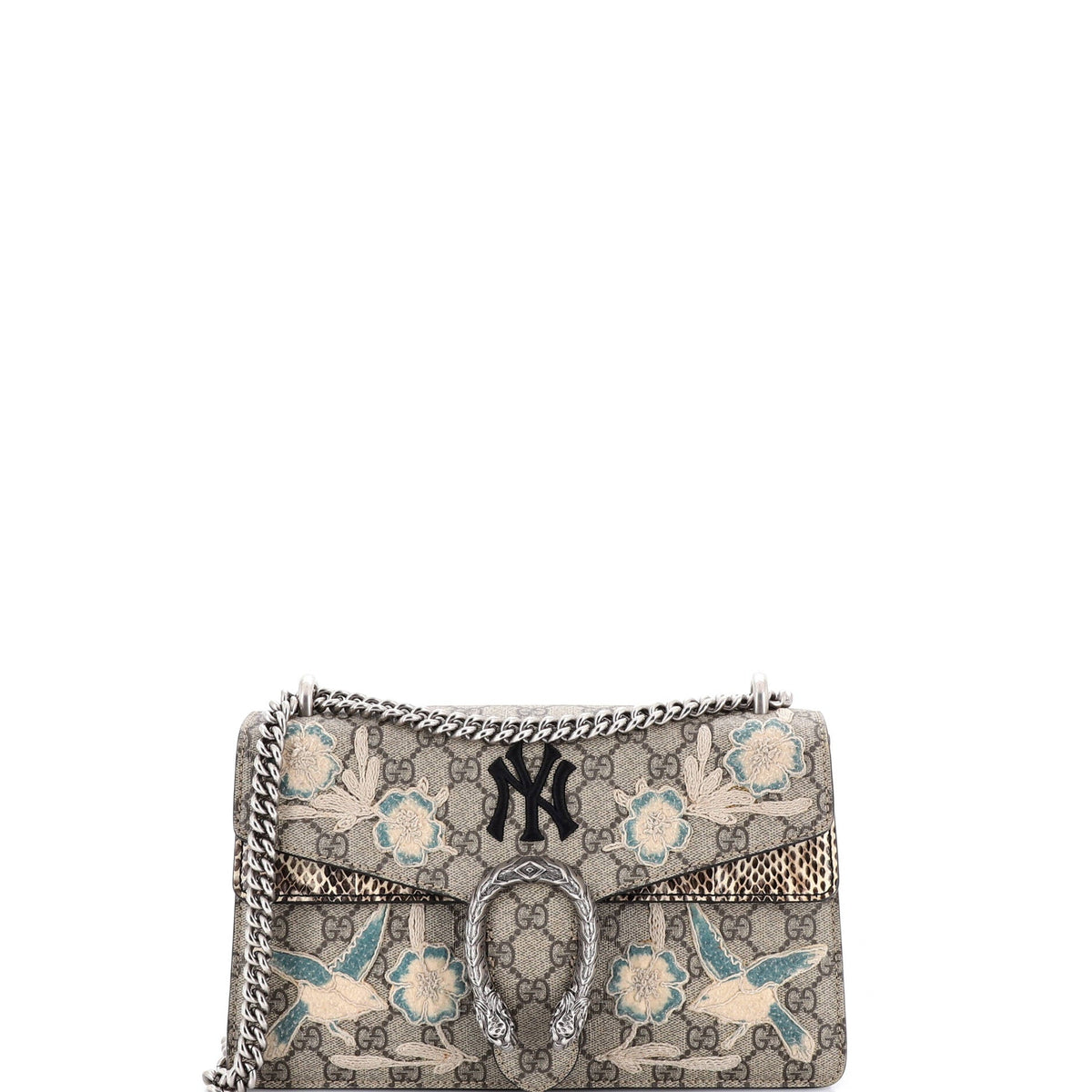 Gucci GUCCI MLB Dionysus Bag Embroidered GG Coated Canvas with Python Small