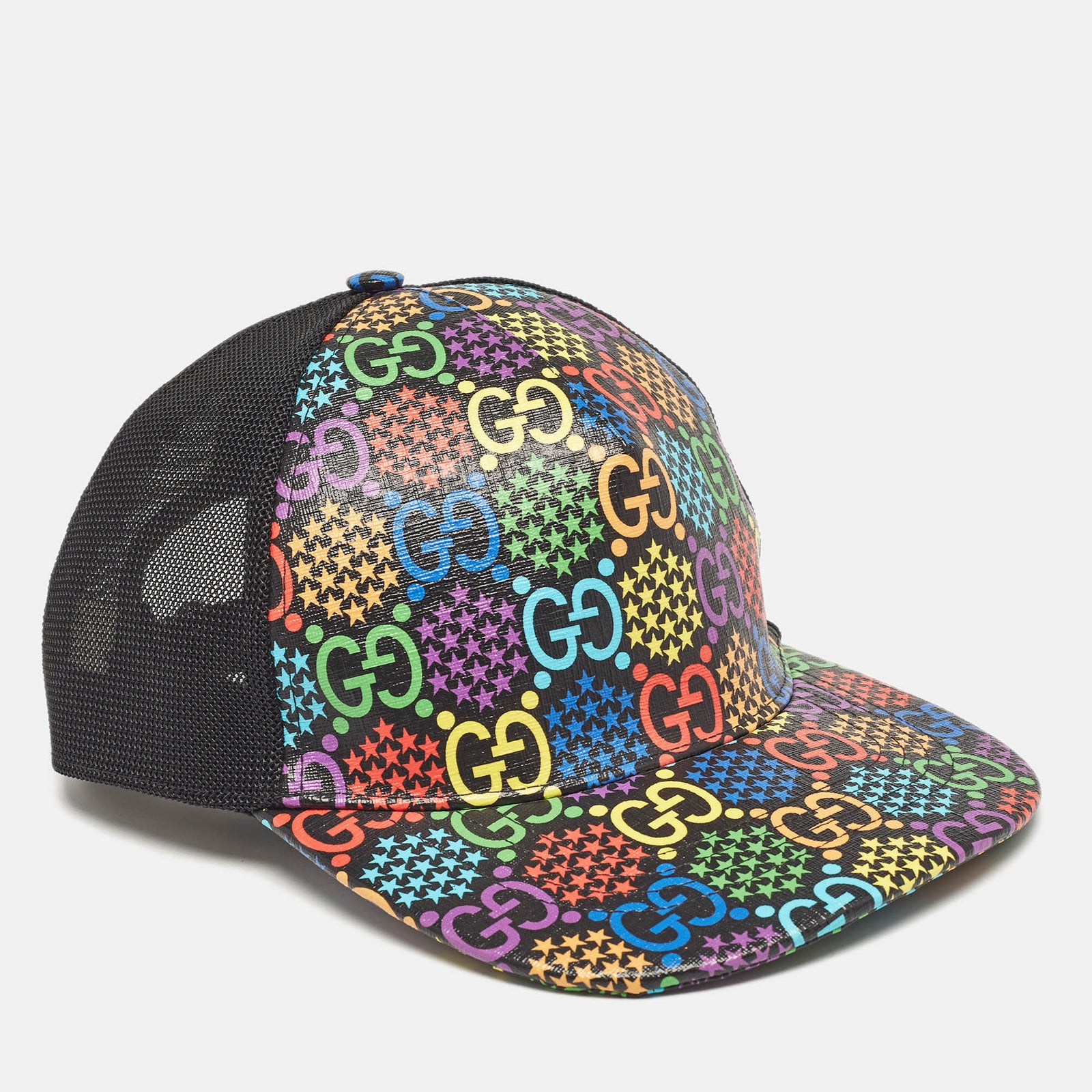 Gucci Casquette de baseball multicolore psychédélique en toile enduite et en maille GG XL