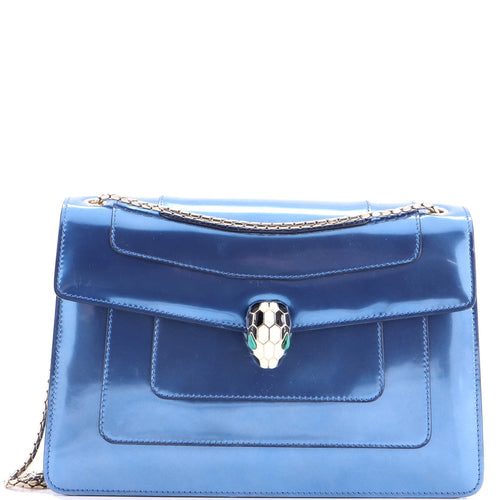 BVLGARI Serpenti Forever Shoulder Bag Metallic Leather Medium