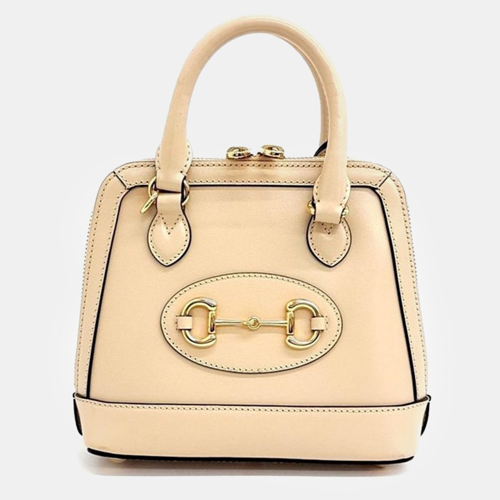 Gucci White Leather Horsebit 1955 Mini Top Handle Bag