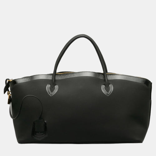 Black Leather Lockit East-West Handbag