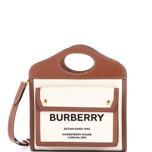Logo Pocket Tote Canvas with Leather Mini