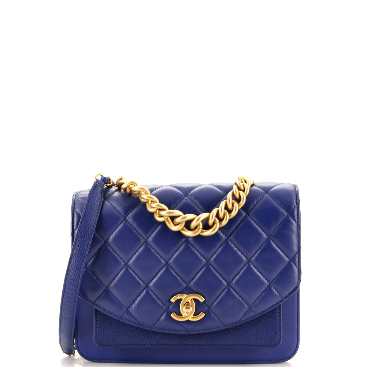 Chanel CHANEL Chain Handle Flap Bag Quilted Calfskin with Caviar Small