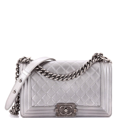 CHANEL Boy Flap Bag Quilted Caviar Old Medium