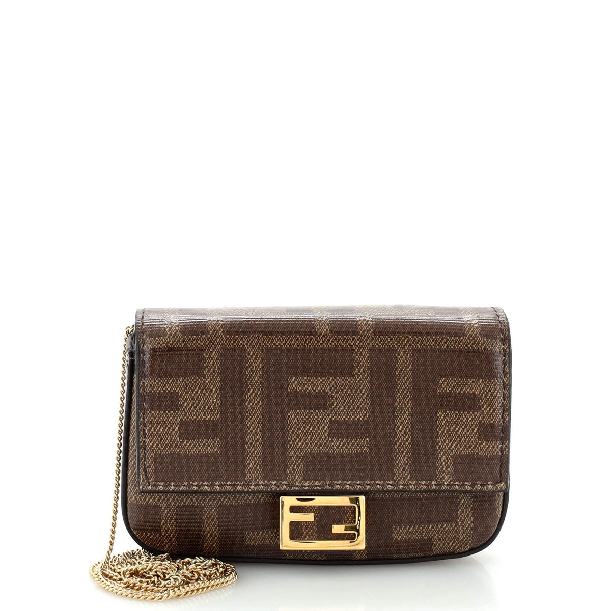 Fendi FENDI Chain Baguette Charm Bag Zucca Coated Canvas Nano