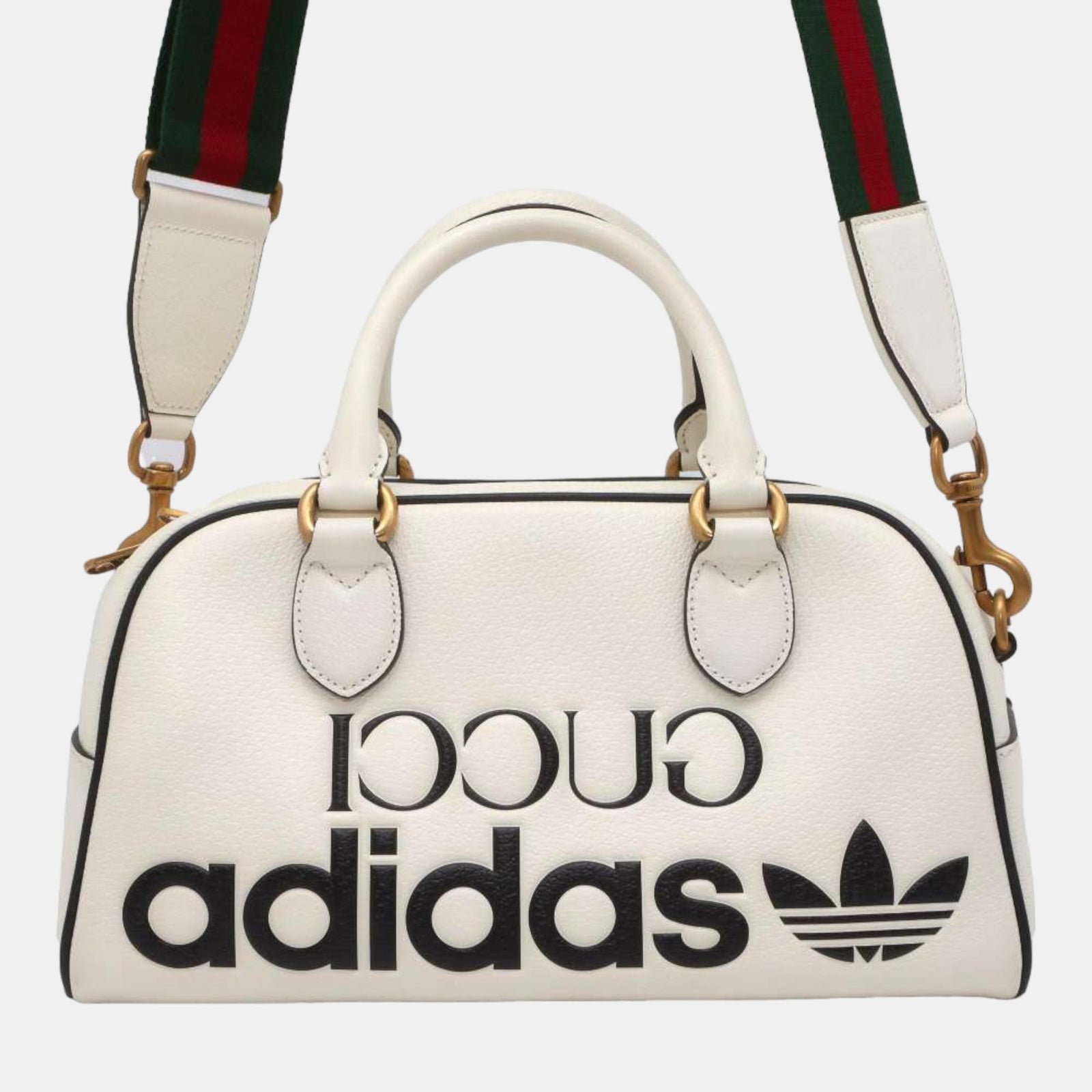 Gucci x Adidas Mini sac de sport en cuir blanc