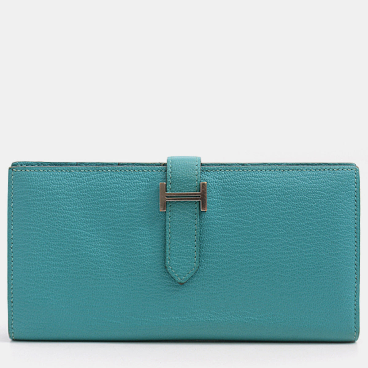 Hermès Turquoise Leather Bearn Soufflot Wallet