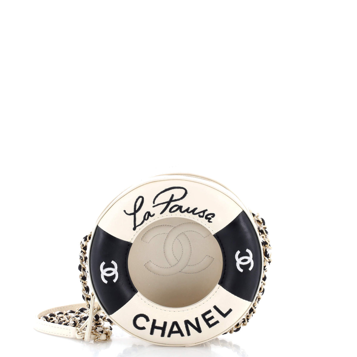 Chanel CHANEL Lifesaver Round Crossbody Bag Lambskin Small
