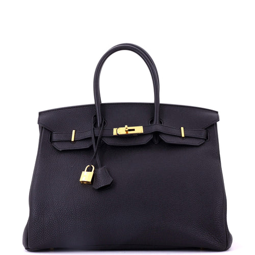 Birkin Handbag Noir Togo with Gold Hardware 35