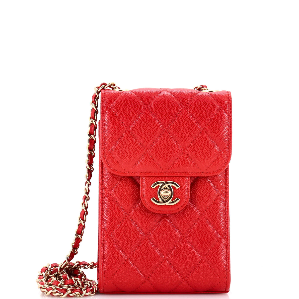 Chanel CHANEL CC Flap Phone Holder Crossbody Bag Quilted Caviar