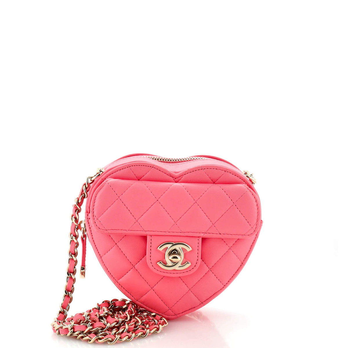 Chanel CHANEL CC in Love Heart Clutch with Chain Quilted Lambskin