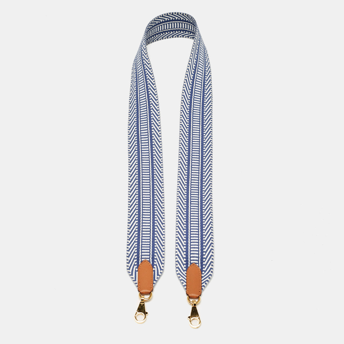 Hermès Ecru/Bleu Brighton/Gold Toile and Swift Leather Sangle Cavale Bag Strap