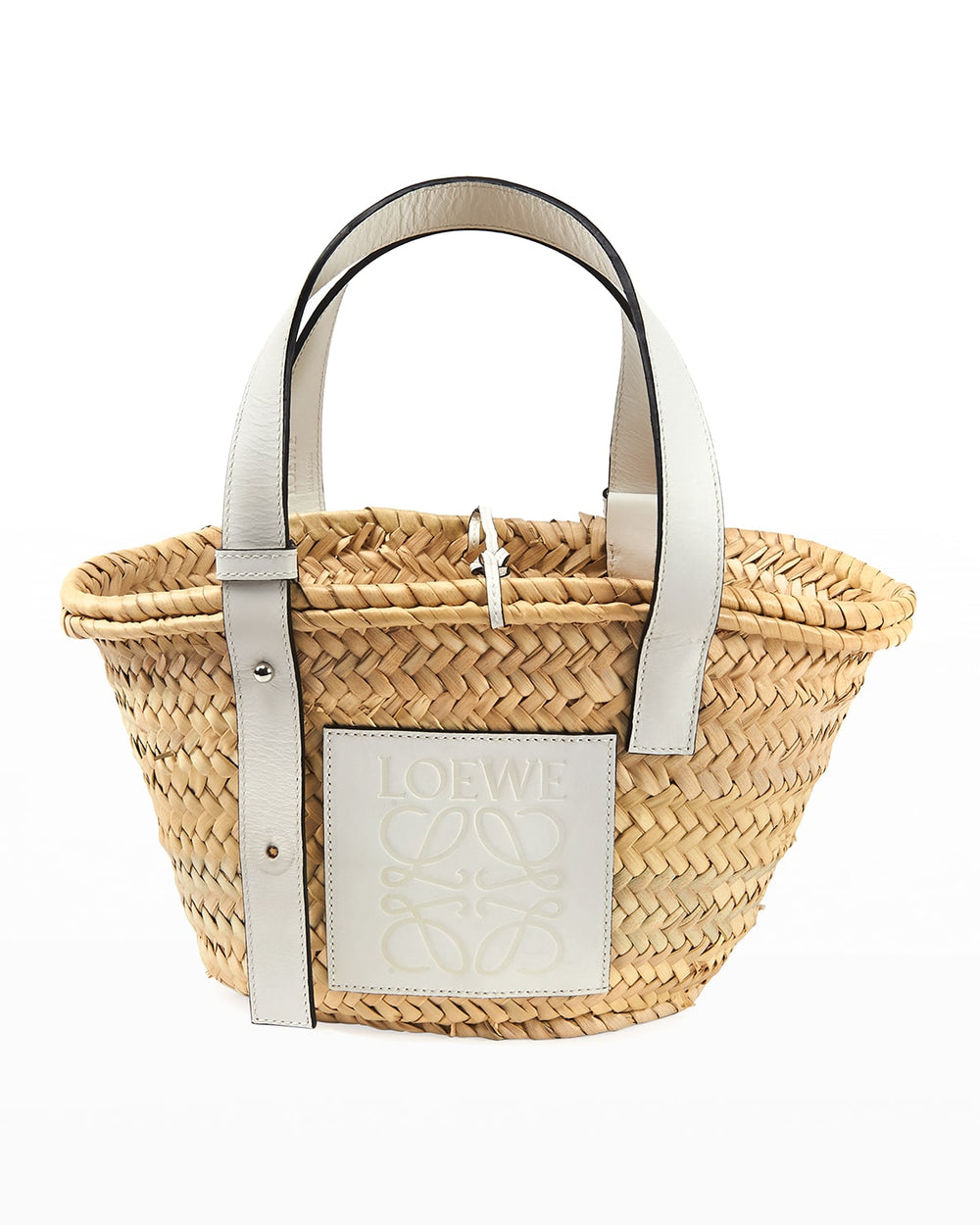 x Paula's Ibiza Basket Small Bag in Palm Leaf with Leather Handles