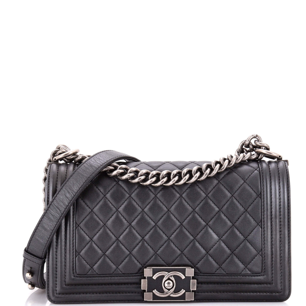 Chanel CHANEL Boy Flap Bag Quilted Metallic Calfskin Old Medium