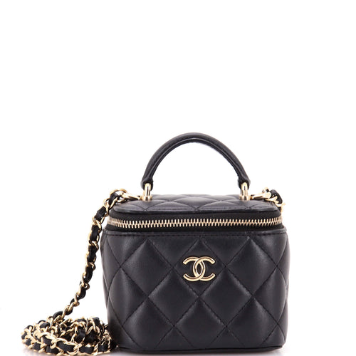 CHANEL Classic Top Handle Vanity Case with Chain Quilted Lambskin Mini