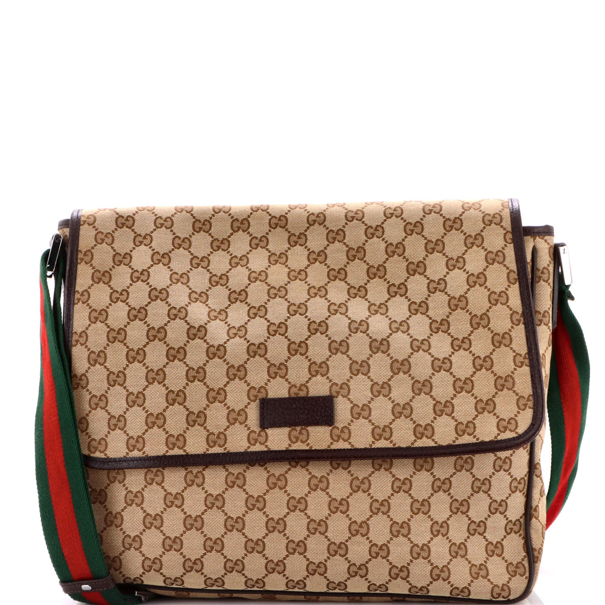 Gucci GUCCI Web Strap Flap Messenger GG Canvas Medium