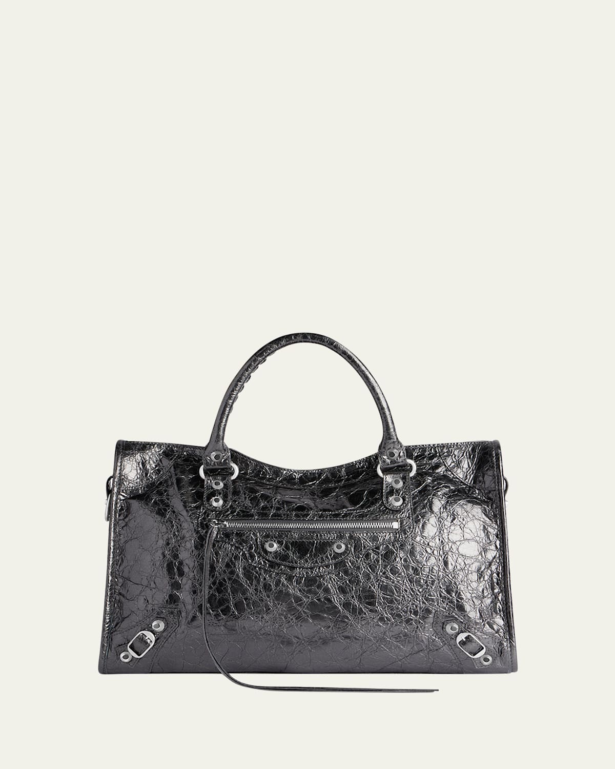 Balenciaga Le City Medium Metallic Leather Top-Handle Bag