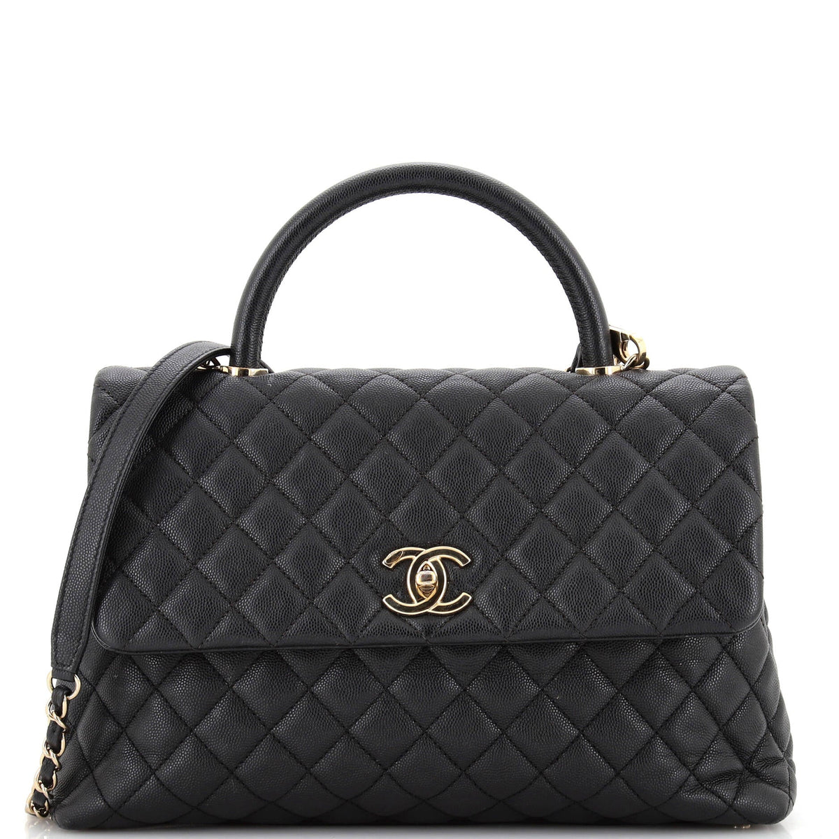 Chanel CHANEL Coco Top Handle Bag Quilted Caviar Medium