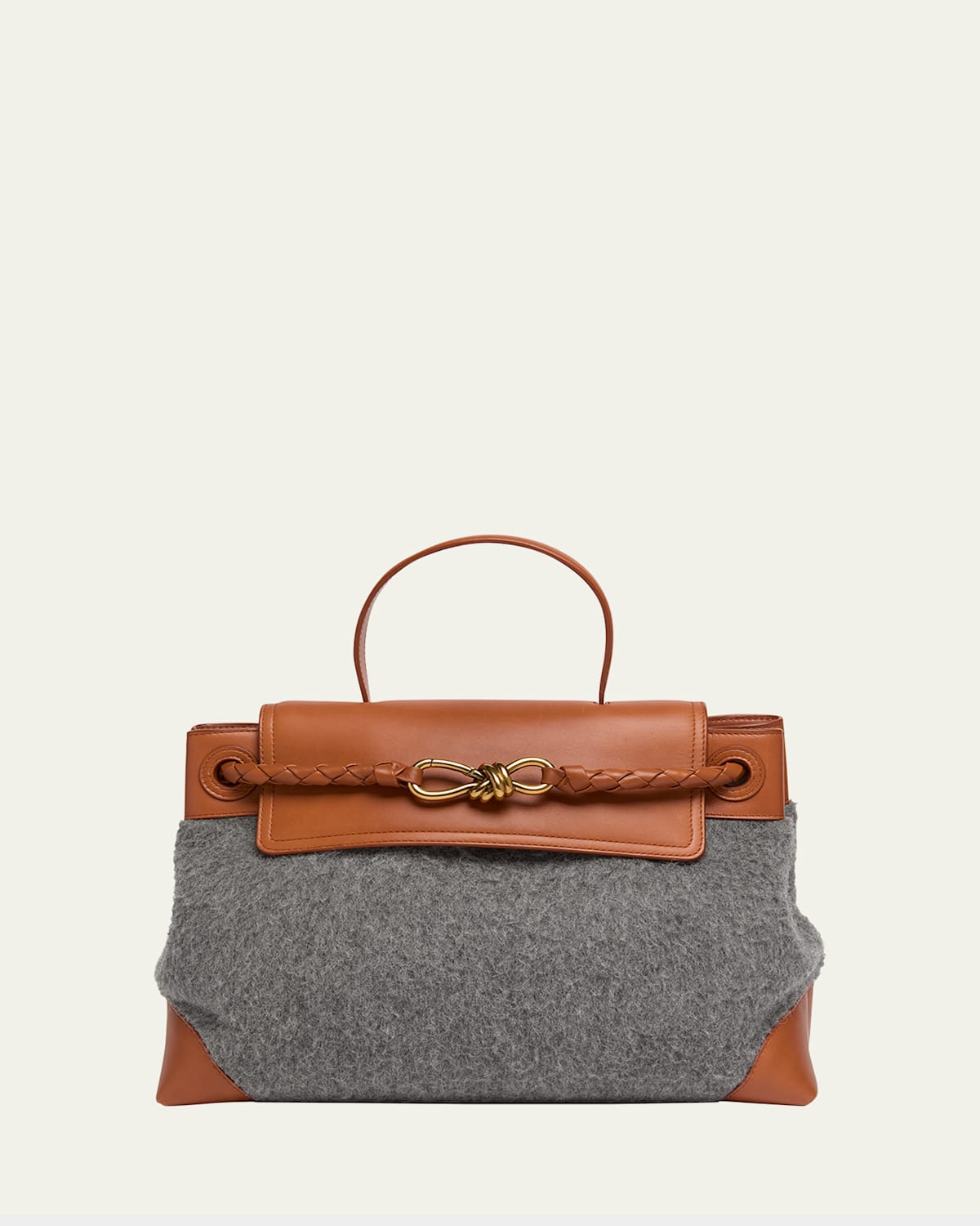 Bottega Veneta Ciao Ciao Medium Felt & Leather Top-Handle Bag