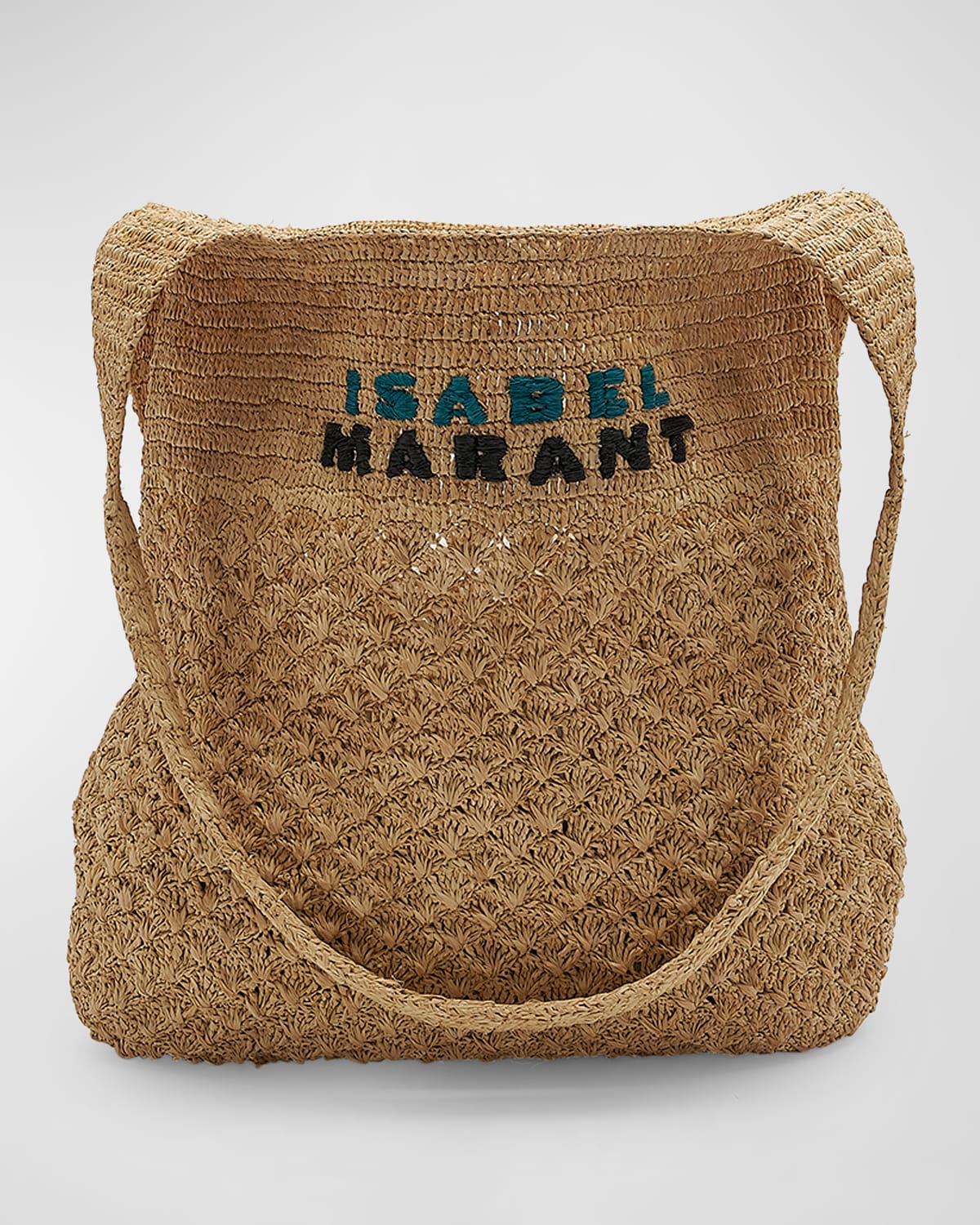 Isabel Marant Medium Logo Raffia Shoulder Bag