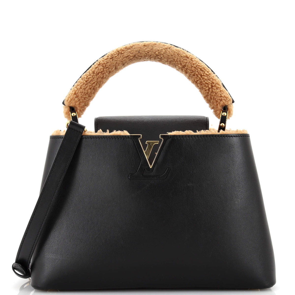 Louis Vuitton Capucines Bag Leather with Shearling MM