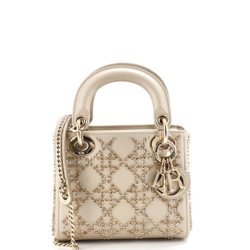 Lady Dior Chain Bag Crystal Embellished Cannage Quilt Leather Mini