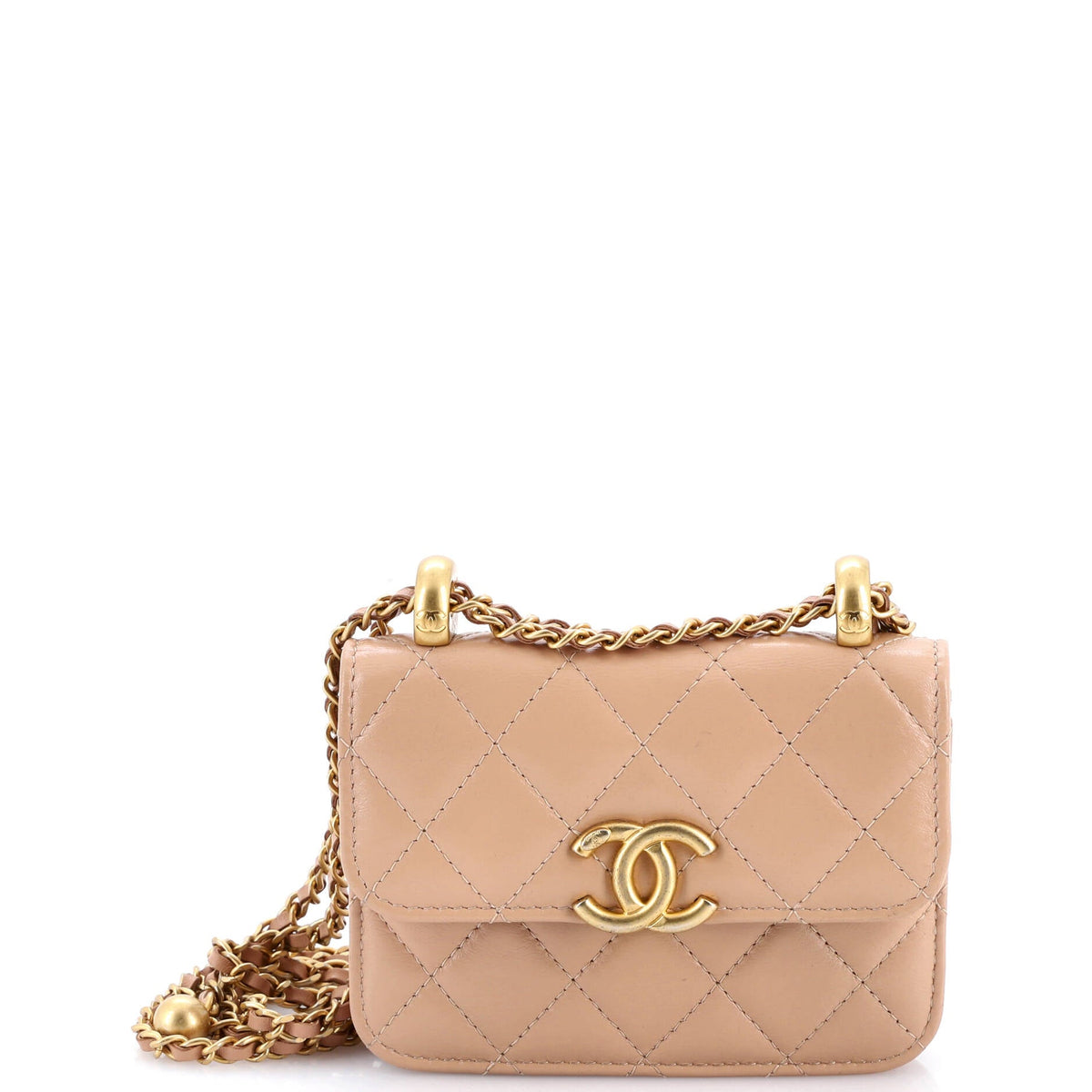 Chanel CHANEL Perfect Fit Flap Coin Purse with Chain Quilted Calfskin