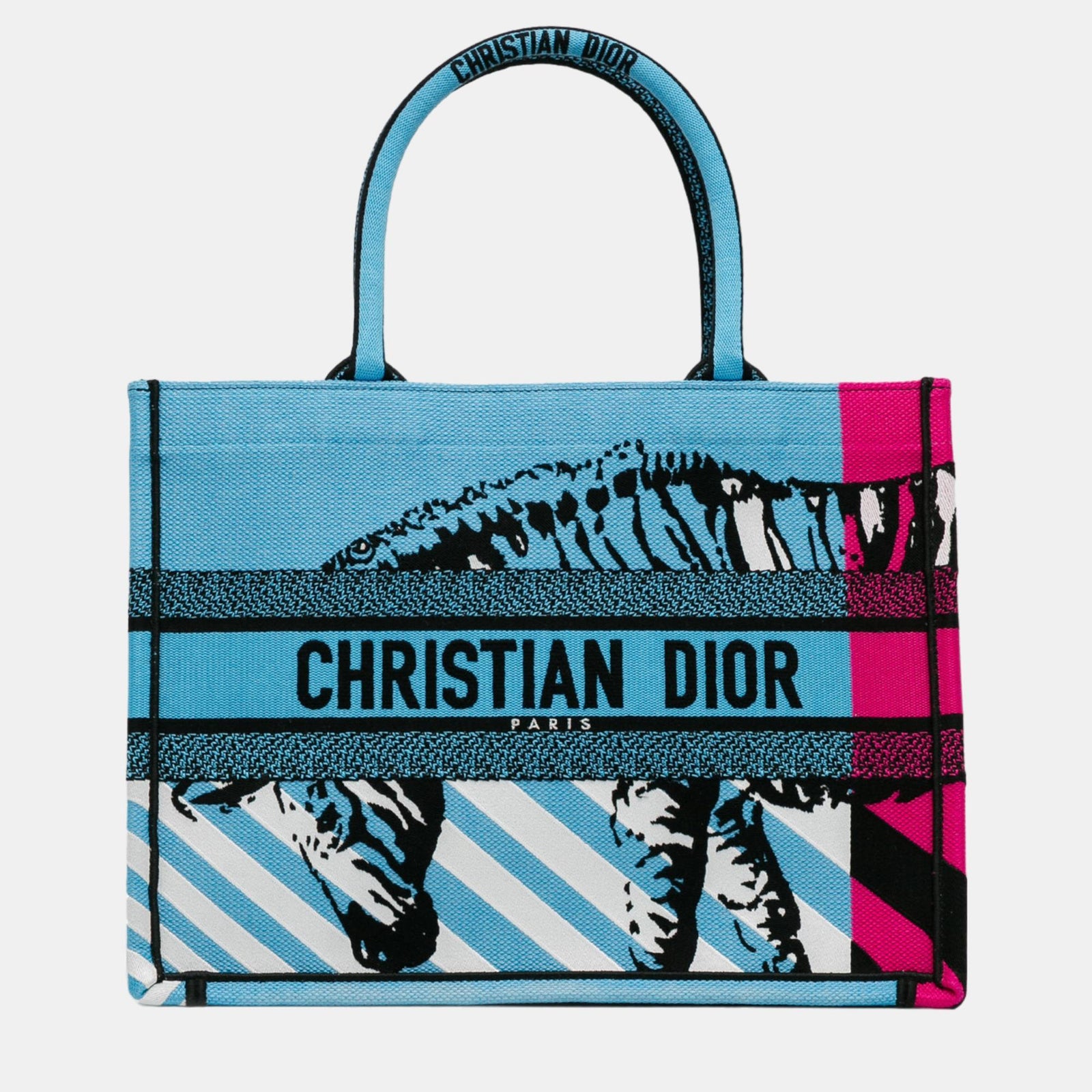 Dior Blaue mittelgroße D-Jungle Pop Book Tote