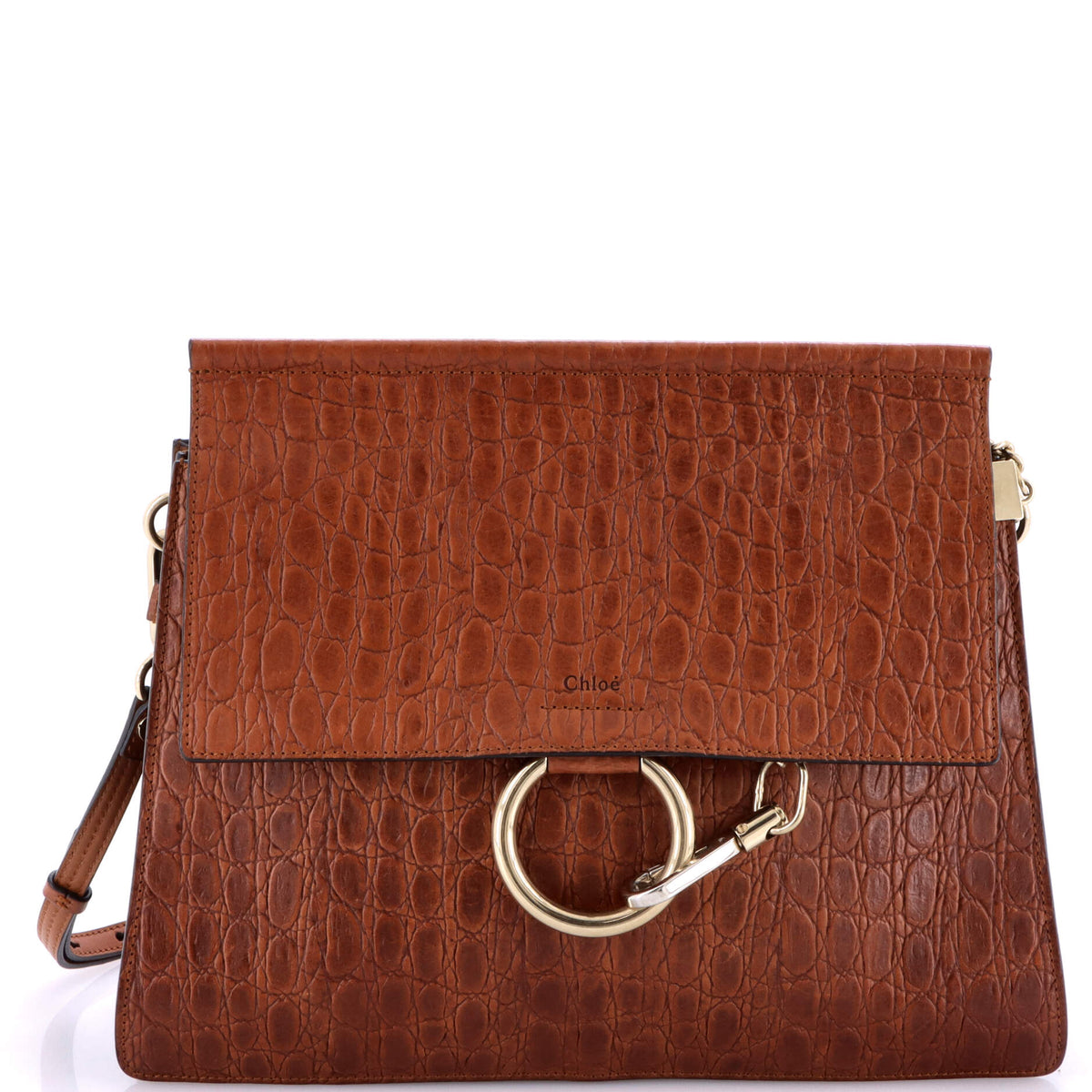 Chloe CHLOE Faye Shoulder Bag Crocodile Embossed Leather Medium