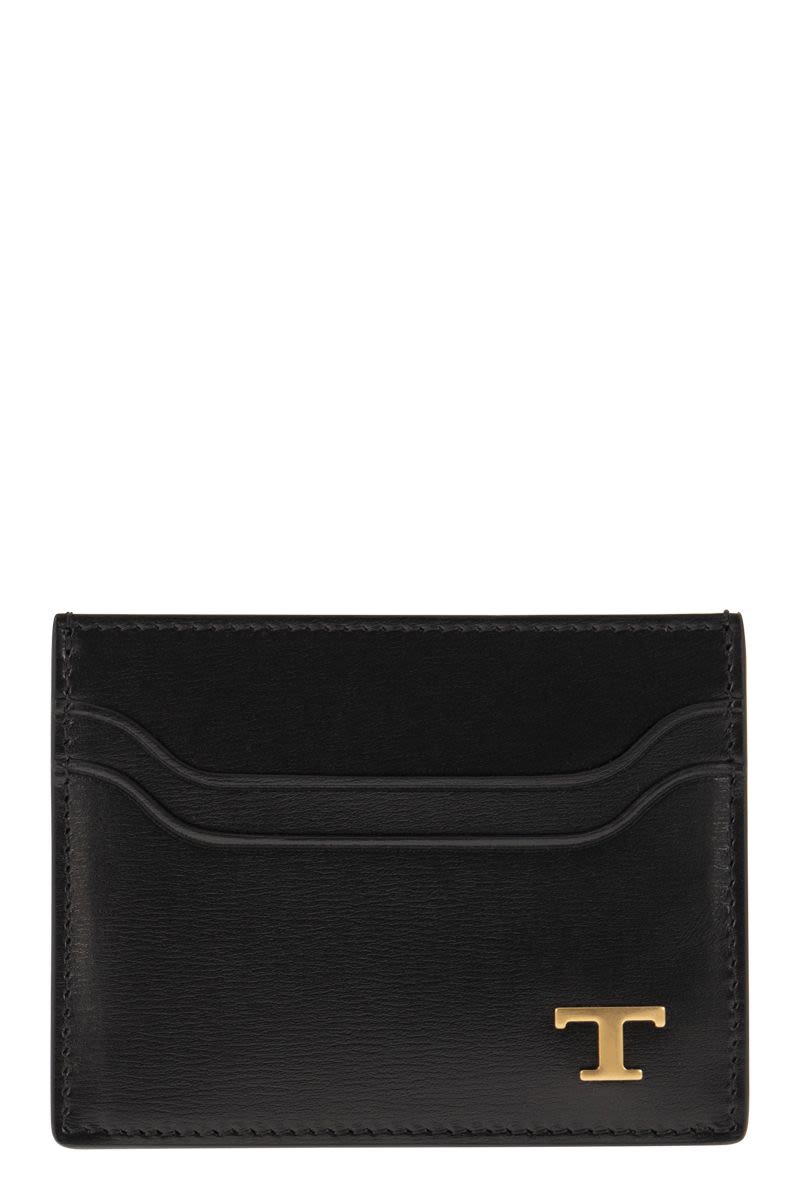 Tod's Men's Leather Card Holder With Logo in Black | XAMTSYF0200RLO