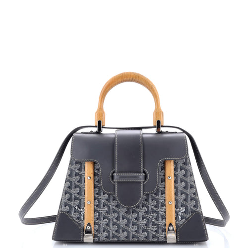 GOYARD Saigon Top Handle Bag Coated Canvas with Leather PM