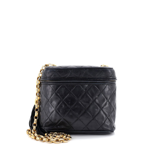 CHANEL Vintage Box Zip Tassel Bag Quilted Lambskin