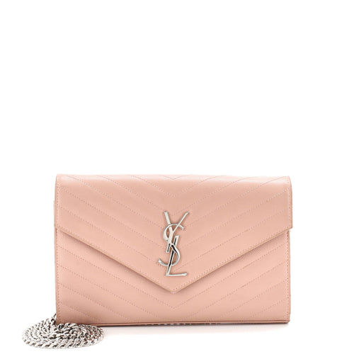 Classic Monogram Wallet on Chain Matelasse Chevron Leather Medium