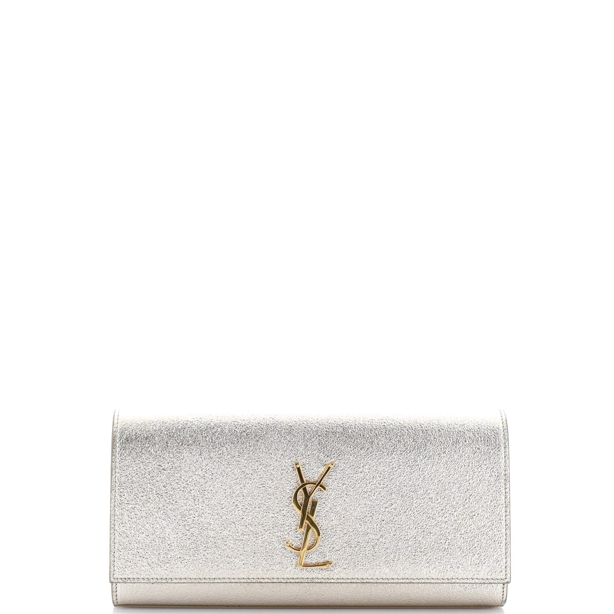 Saint Laurent Classic Monogram Clutch Metallic Calfskin Long